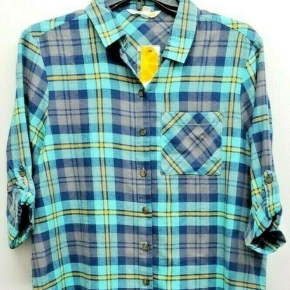 HP - C&C California Green Plaid Flannel Top - NWT - Picture 2 of 5